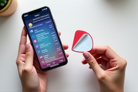 A person digitally weighing options between a mobile phone displaying an e-vignette and a physical vignette sticker.